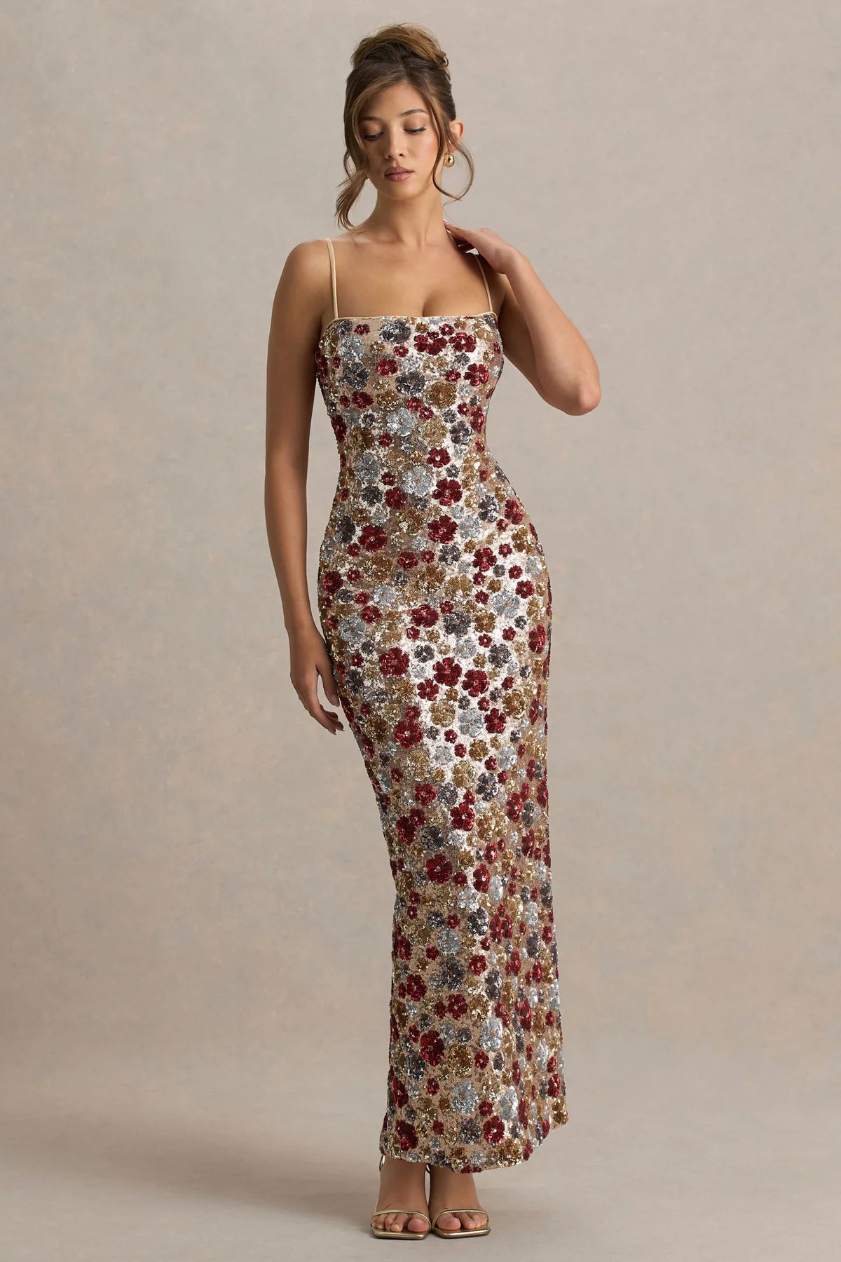 Elara – Sequin Bloom Maxi Dress