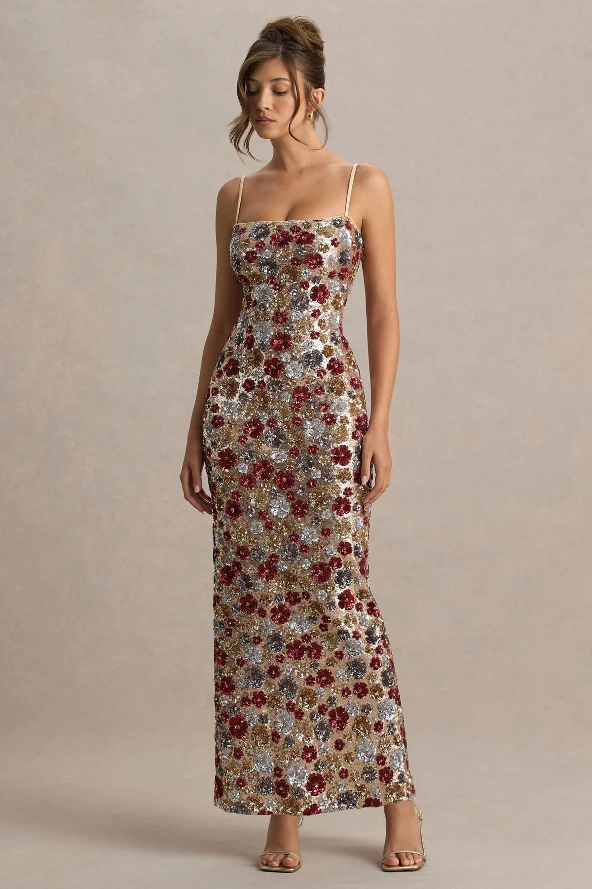 Elara – Sequin Bloom Maxi Dress