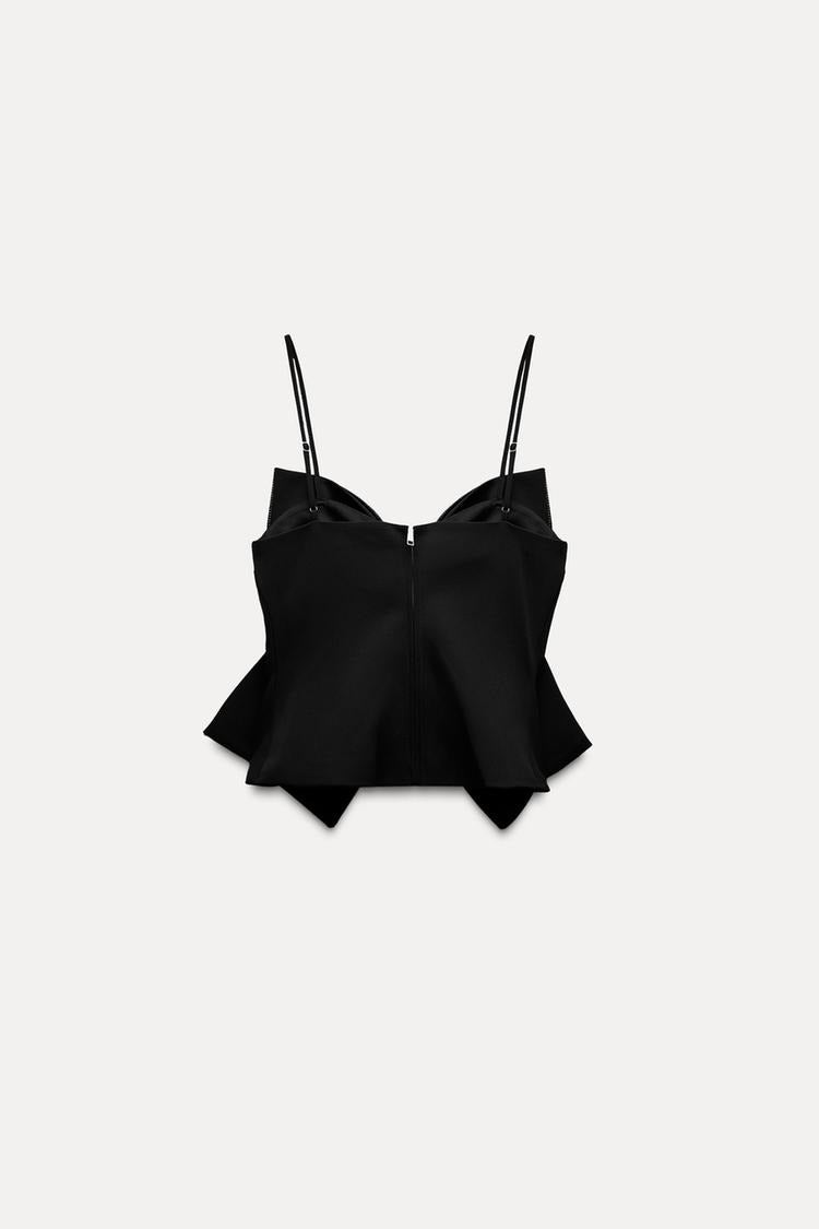Liora – Sparkling Cropped Top with Bow Detail