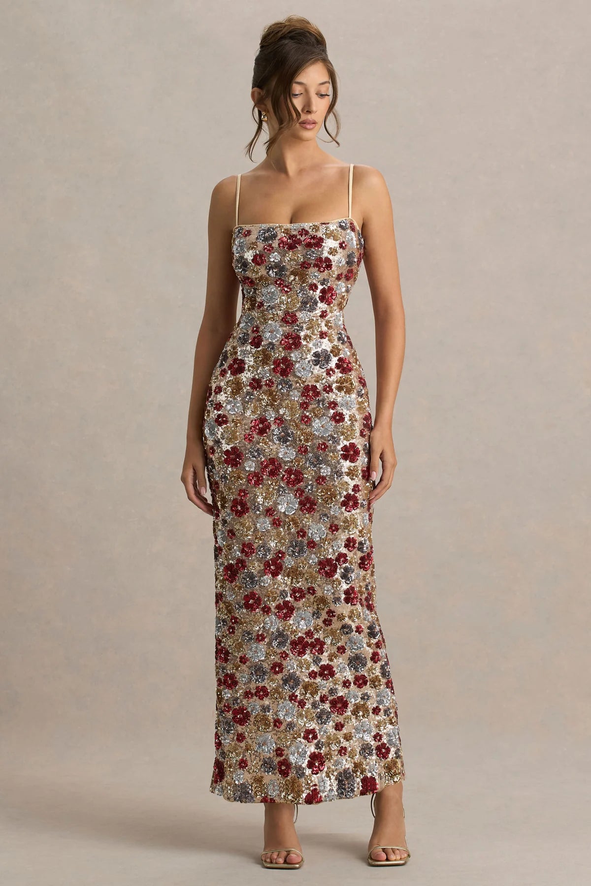 Elara – Sequin Bloom Maxi Dress
